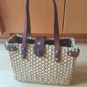 Vintage (1960's) Straw and Leather John Romain Purse
